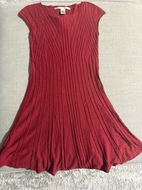 Max Studio Scarlet Maroon Knit Fit-and-Flare Dress New with Tags Size Small